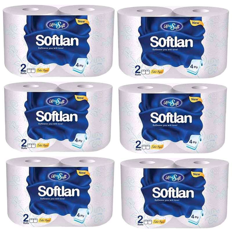 دستمال توالت سافتلن مدل اقتصادی مجموعه 12 عددی