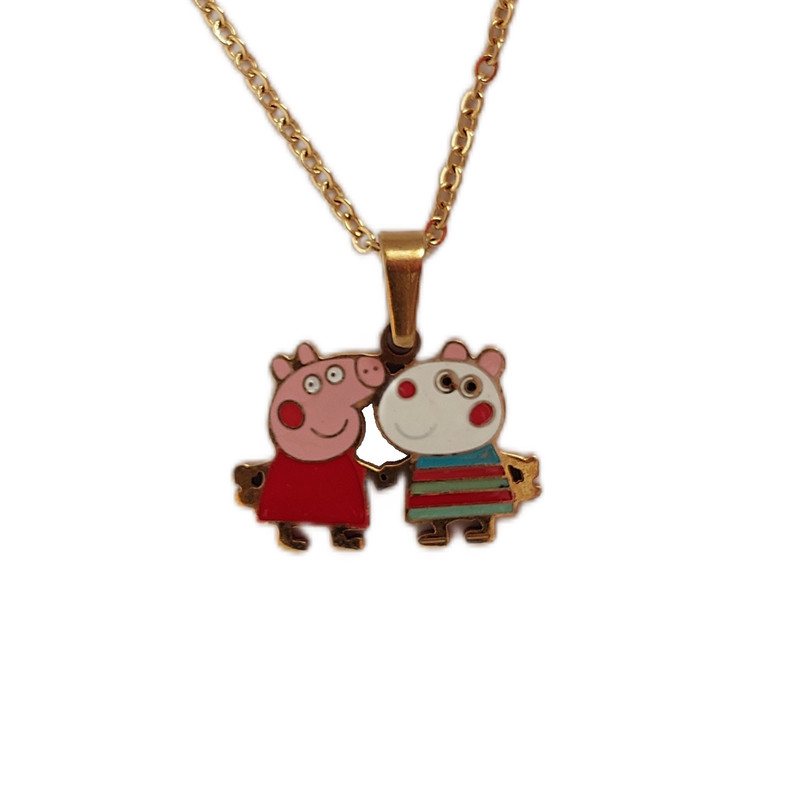 گردنبند استیل دخترانه مدل پپاپیگ