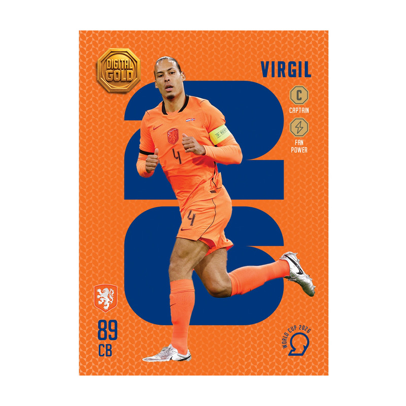 شمش طلای دیجیتال 18 عیار سوت مدل ویرجیل فن دایک VIRGIL VAN DIJK طرح کارت فوتبالی جام جهانی 2026 کد SO10119026
