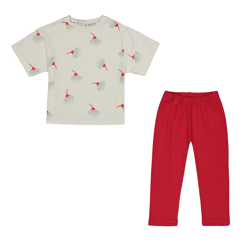 ست تی شرت آستین کوتاه و شلوار دخترانه نوین تک  مدل جارو