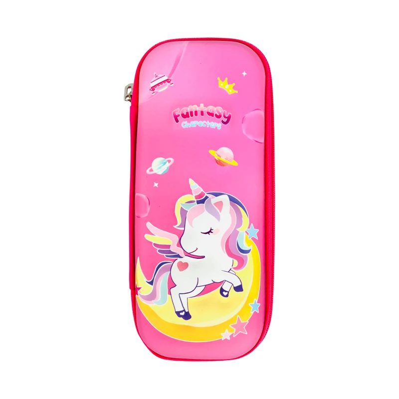 جامدادی مدل زیپی طرح اسب تک شاخ روی ماه برجسته