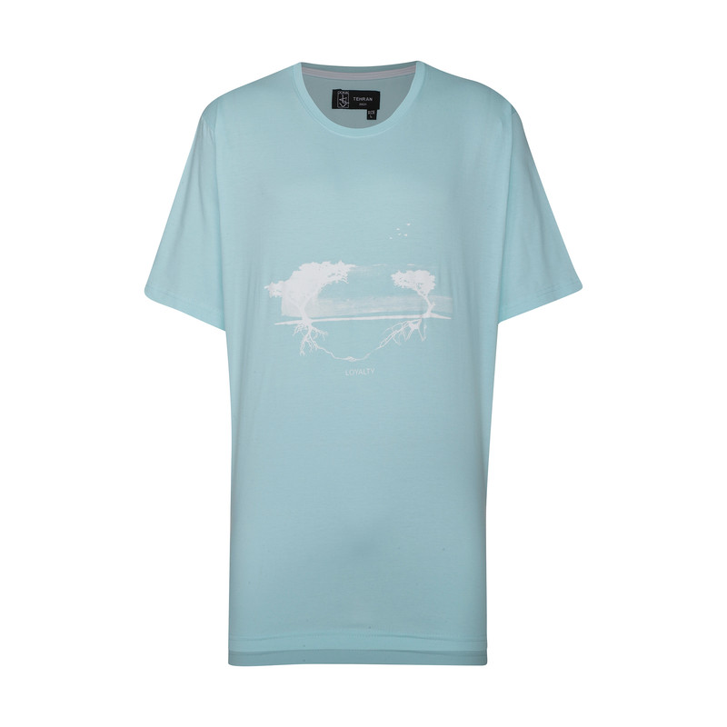 تی شرت آستین کوتاه زنانه مدل وفاداری کد 09 رنگ آبی