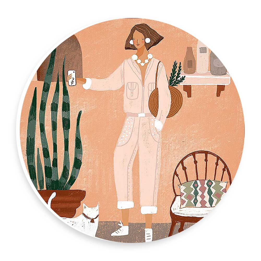 دیوارکوب طرح دختر و گربه مدل wtb320