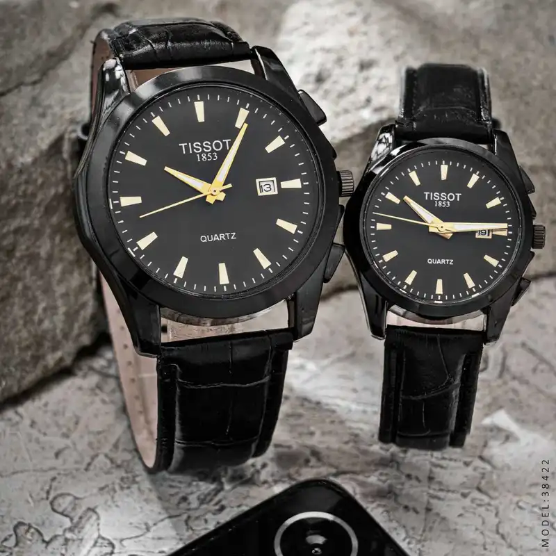 ست ساعت مچی عقربه ای زنانه و مردانه مدل تقویم دار 05