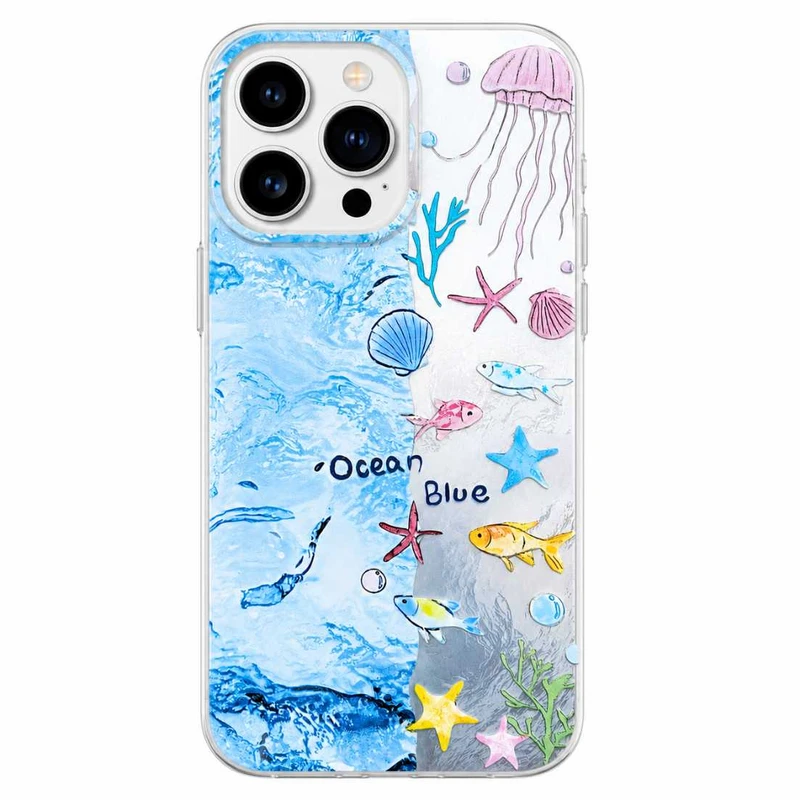 کاور مدل Ocean Blue دریایی مناسب برای گوشی موبایل اپل iphone 16 pro