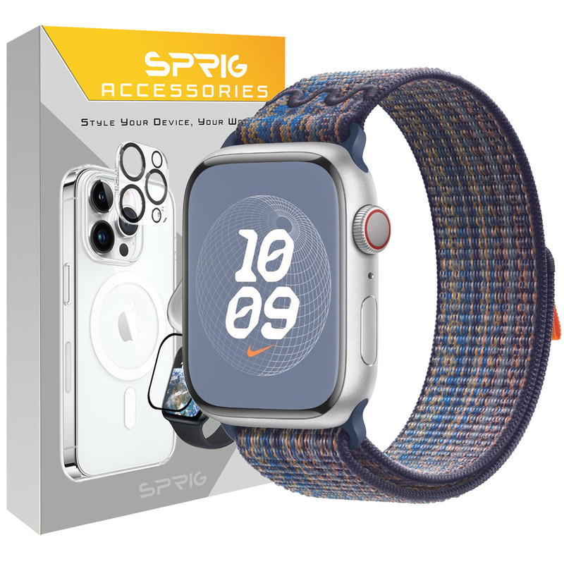 بند اسپریگ مدل NK Sporty Nylon مناسب برای اپل واچ Series 4 44mm / 5 44mm / 6 44mm / Se 44mm / 7 45mm / 8 45mm 