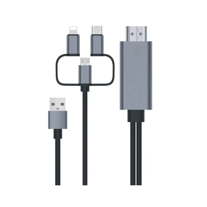 کابل تبدیل HDMI به USB-C / microUSB / لایتنینگ مدل PCH70 طول 1.8 متر