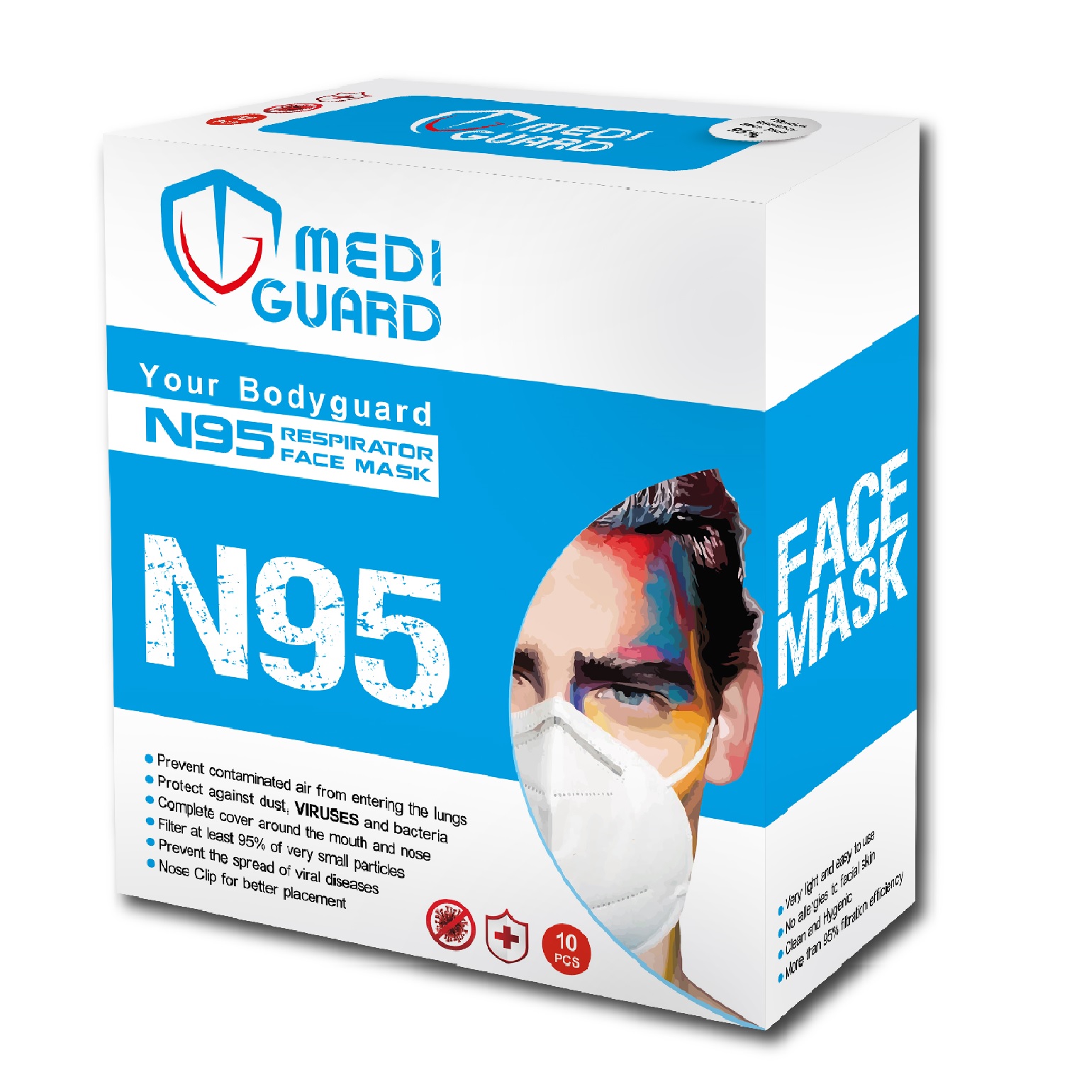 ماسک تنفسی مدی گارد مدل  N95 پنج لایه  بسته 10 عددی