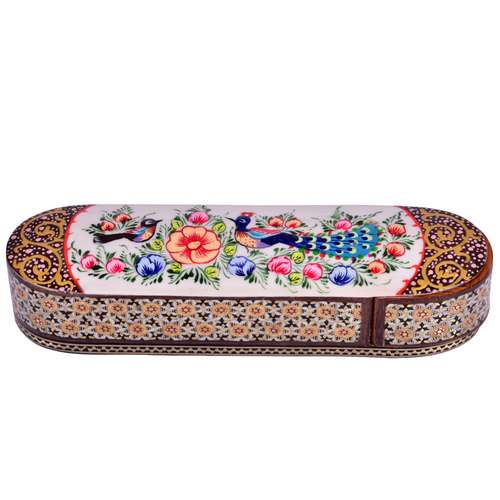 قلمدان خاتم کاری طرح طاووس کد TP205