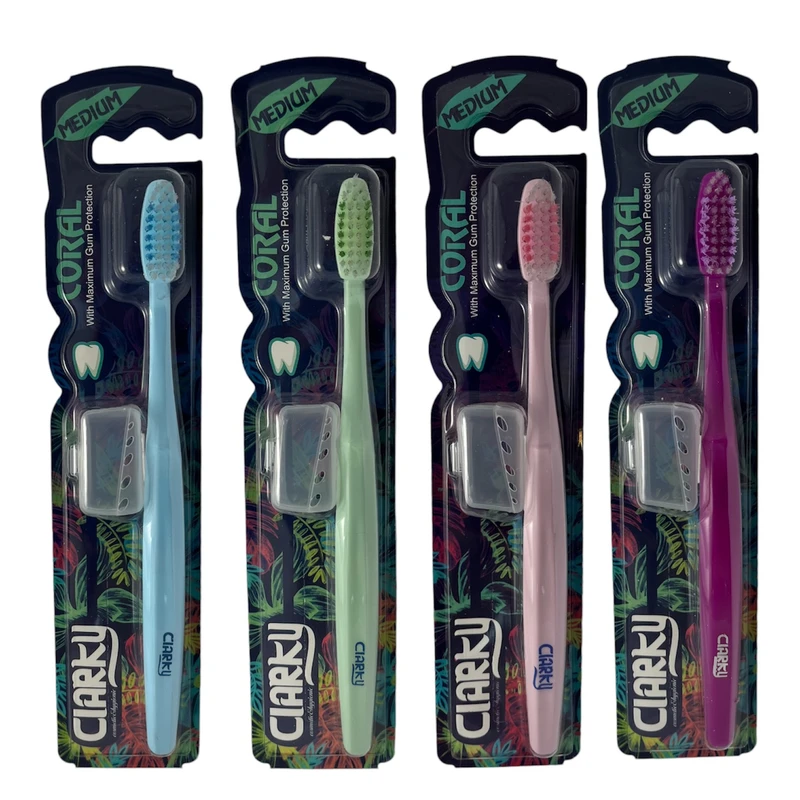 مسواک کلارکی مدل Coral با برس متوسط مجموعه 4 عددی