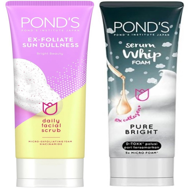 فوم شستشو صورت پوندز مدل Daily Scrub and Pure Bright حجم 100 میلی لیتر مجموعه 2 عددی