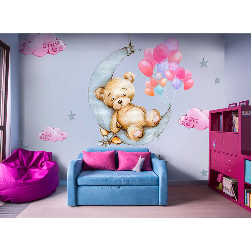 پوستر دیواری اتاق کودک طرح خرس و بادکنک کد k175
