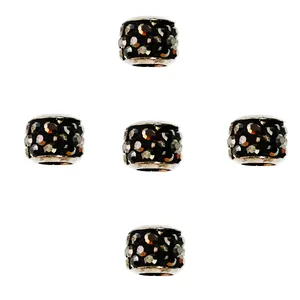 مهره دستبند مدل رینگ نگین دار رنگ مشکی مجموعه 5 عددی