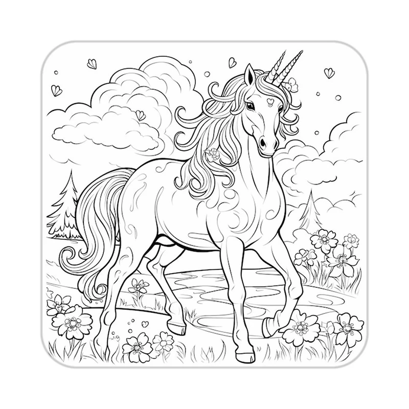 زیر لیوانی کاکتی طرح اسب تک شاخ و یونیکورن مدل mp31858