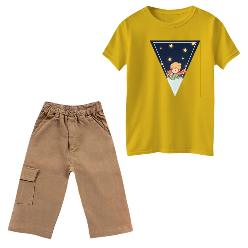 ست تی‌شرت و شلوارک پسرانه مدل شازده کوچولو مثلث