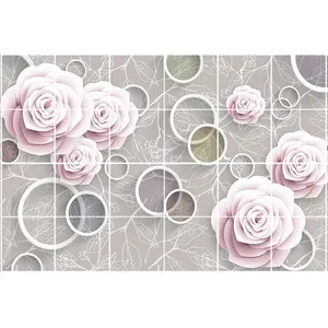 تایل سقفی آسمان مجازی طرح دایره و گل کد 3D1234-24 سایز 60x60 سانتی متر مجموعه 24 عددی