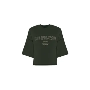 کراپ‌تاپ آستین کوتاه زنانه بنیس مدل یشیم رنگ سبز