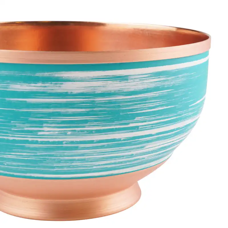 کاسه مسی مدل پایه دار طرح خطی