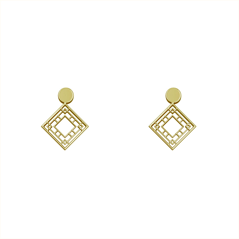 گوشواره طلا 18 عیار زنانه مدوپد مدل لوزی کد GA1-10476