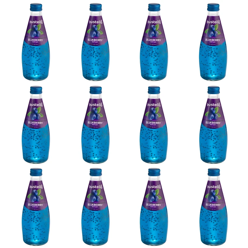 نوشیدنی تخم شربتی با طعم بلوبری باستلو - 300 میلی لیتر بسته 12 عددی