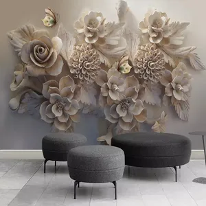 پوستر دیواری سه بعدی مدل گل برجسته گچی کد DVRF1327