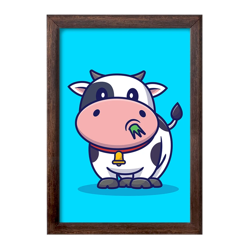 تابلو خندالو طرح  حیوانات بامزه گاو کد 25436