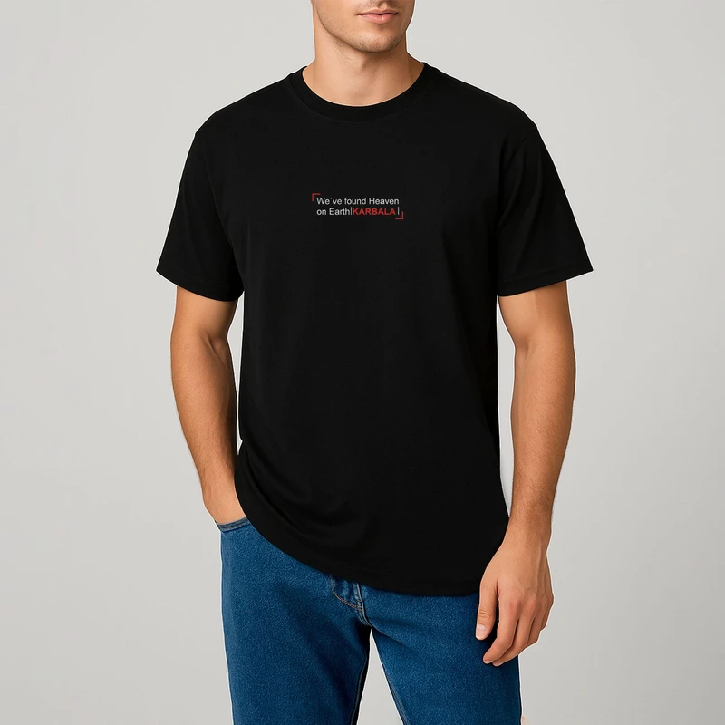 تی‌شرت آستین کوتاه مردانه مدل نقشه دیجیتالی طرح بین الحرمین کد 01065 رنگ مشکی