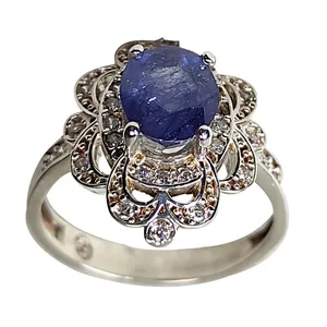 انگشتر نقره زنانه مدل یاقوت کبود