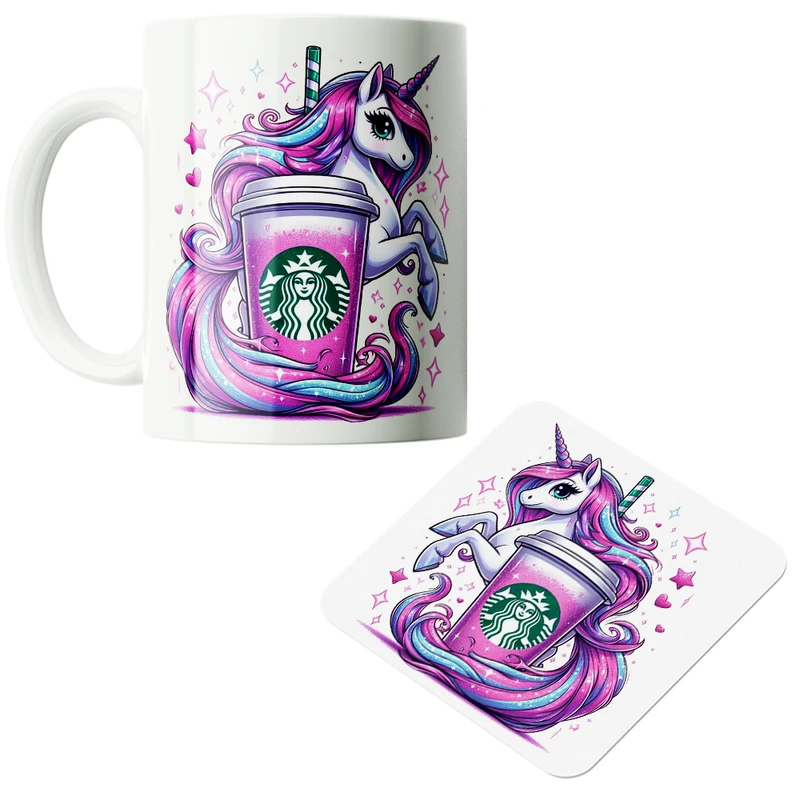 ماگ طرح یونیکورن کد M171 به همراه زیر لیوانی