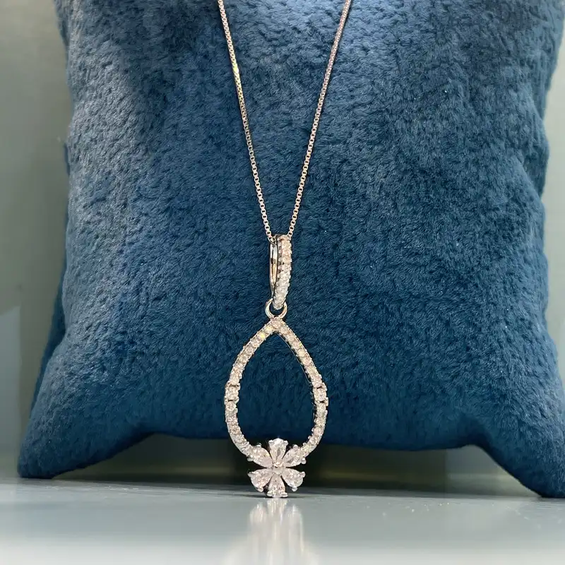 گردنبند نقره زنانه مدل لوکس جواهری 4930-22