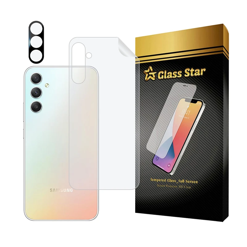 محافظ پشت گوشی گلس استار مدل MTBFULG مناسب برای گوشی موبایل سامسونگ Galaxy A34 به همراه محافظ لنز