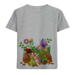 تی شرت آستین کوتاه بچگانه مدل حشرات و چمن D194