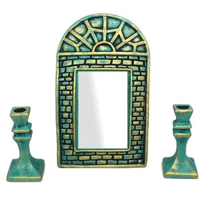 ست آینه و شمعدان دست نگار طرح درب سنتی بسته 3 عددی