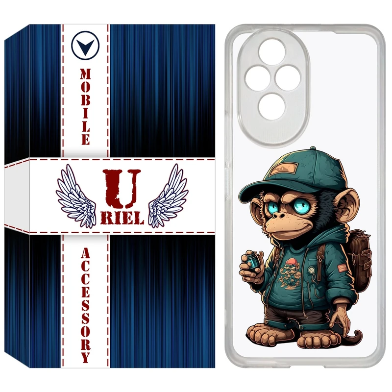 کاور یوریل مدل Clear کد 36 طرح میمون مناسب برای گوشی موبایل آنر 200