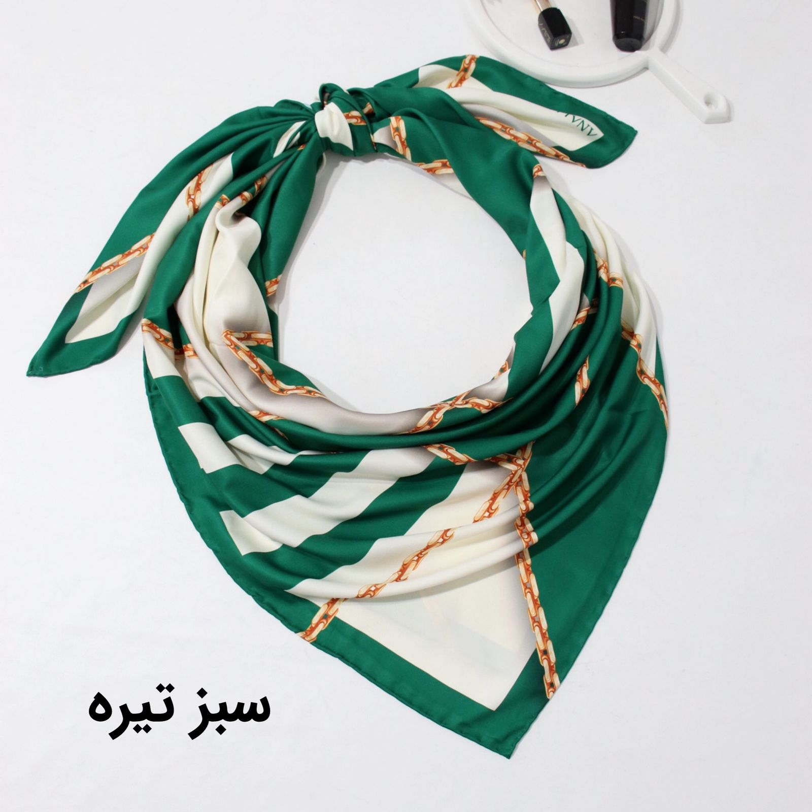 روسری زنانه مدل ابریشم دست دوز طرح زنجیری کلاسیک کد ana-2821 -  - 3