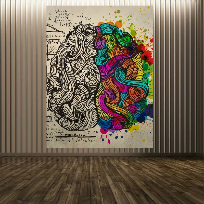 پوستر پارچه ای طرح ساختار مغز و معادلات ریاضی کد PP2520