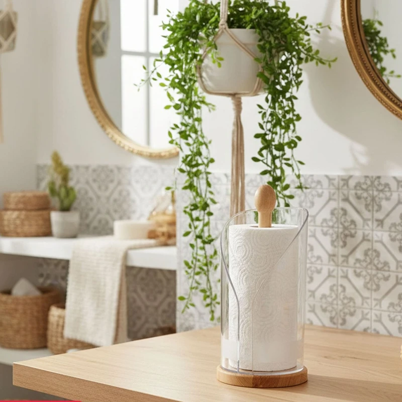 عکس شماره 4 : پایه رول دستمال کاغذی لیمون مدل چوبی کد hs2254