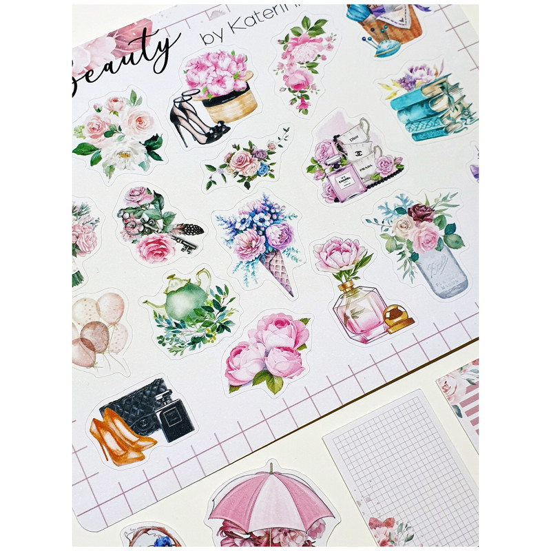 برچسب کاترینکا طرح برش خورده بولت ژورنال و اسکرپ بوک مدل Beauty بسته 35 عددی