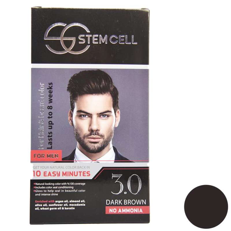 کیت رنگ مو استم سل مدل SC-3.0 حجم 50 میلی لیتر رنگ قهوه ای تیره