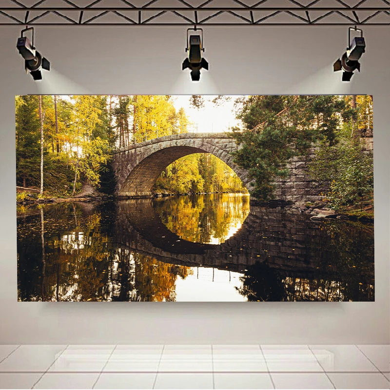 تابلو بوم طرح طبیعت مدل پل پاییزی کد AR127