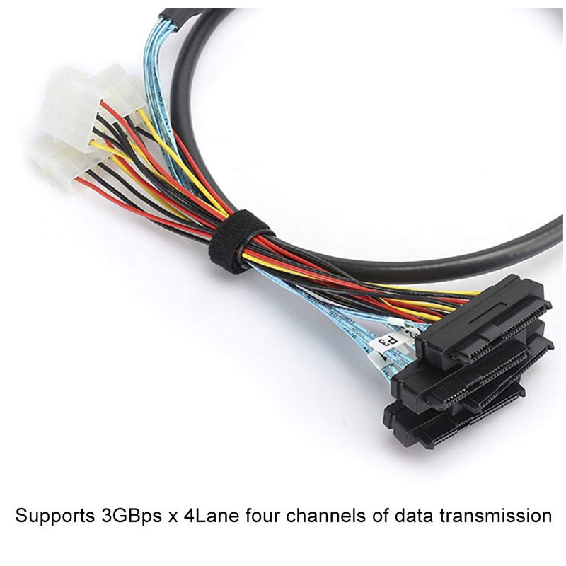 کابل تبدیل Mini SAS SFF-8644 به چهار پورت SFF-8482 با برق 4 پین اسمارطور مدل SM242 طول 2 متر