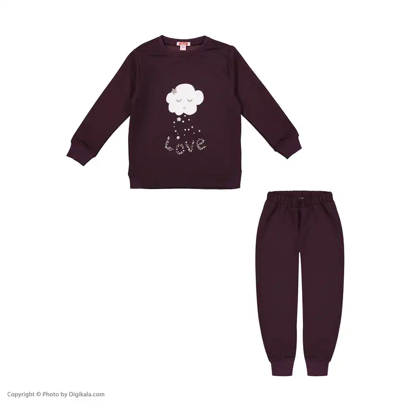 ست تی شرت آستین بلند و شلوار دخترانه مادر مدل 0063-19