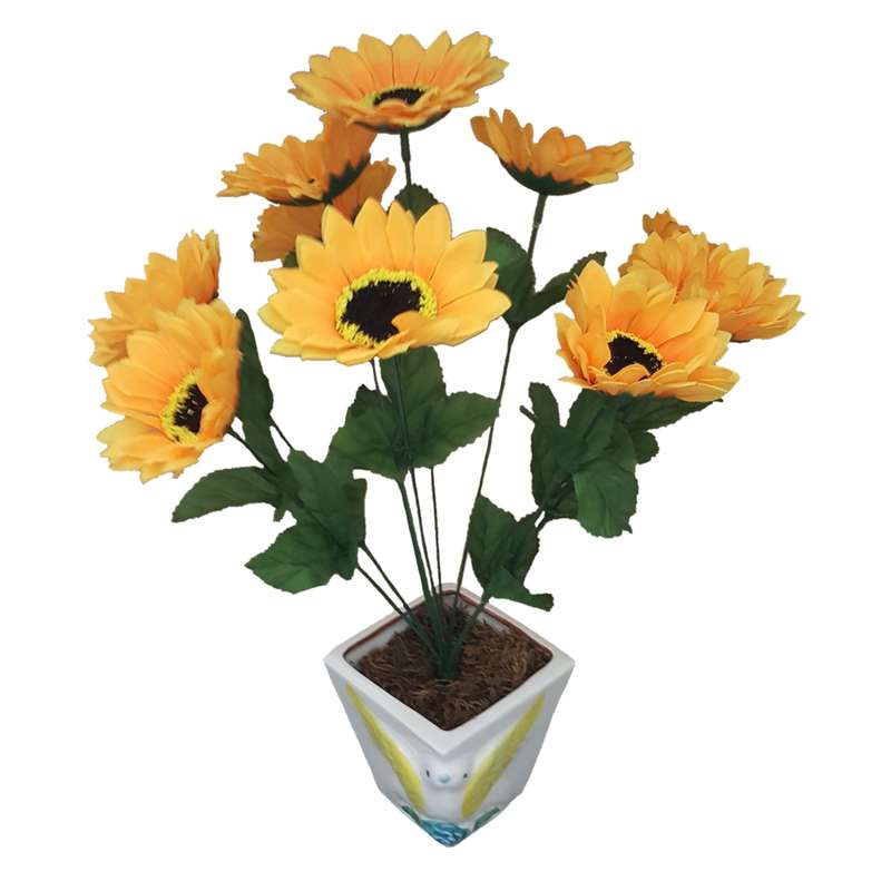 گلدان به همراه گل مصنوعی مدل آفتاب گردان کد 90