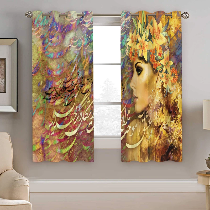 پرده نیروانا طرح چهره شعر مدل مخمل کد 5151 سایز 140×200 سانتی متر