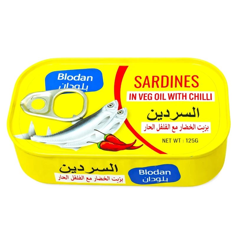 کنسرو ماهی ساردین در روغن گیاهی با فلفل بلودان - 125 گرم