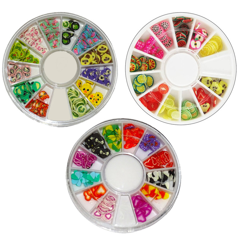 تزیین ناخن مدل حیوانات و میوه ها و قلب مجموعه 3 عددی