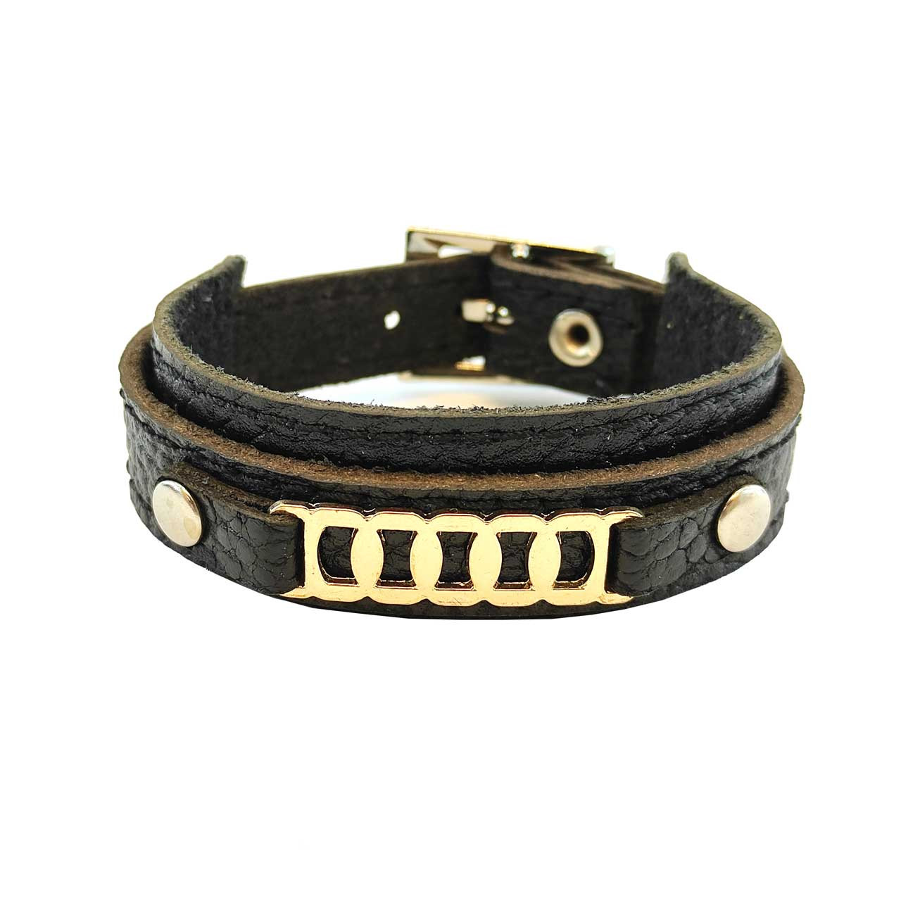 دستبند مردانه کارگاه چرم مدل حلقه کد 06