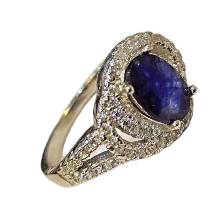 انگشتر نقره زنانه مدل یاقوت کبود آفریقایی کد 4009