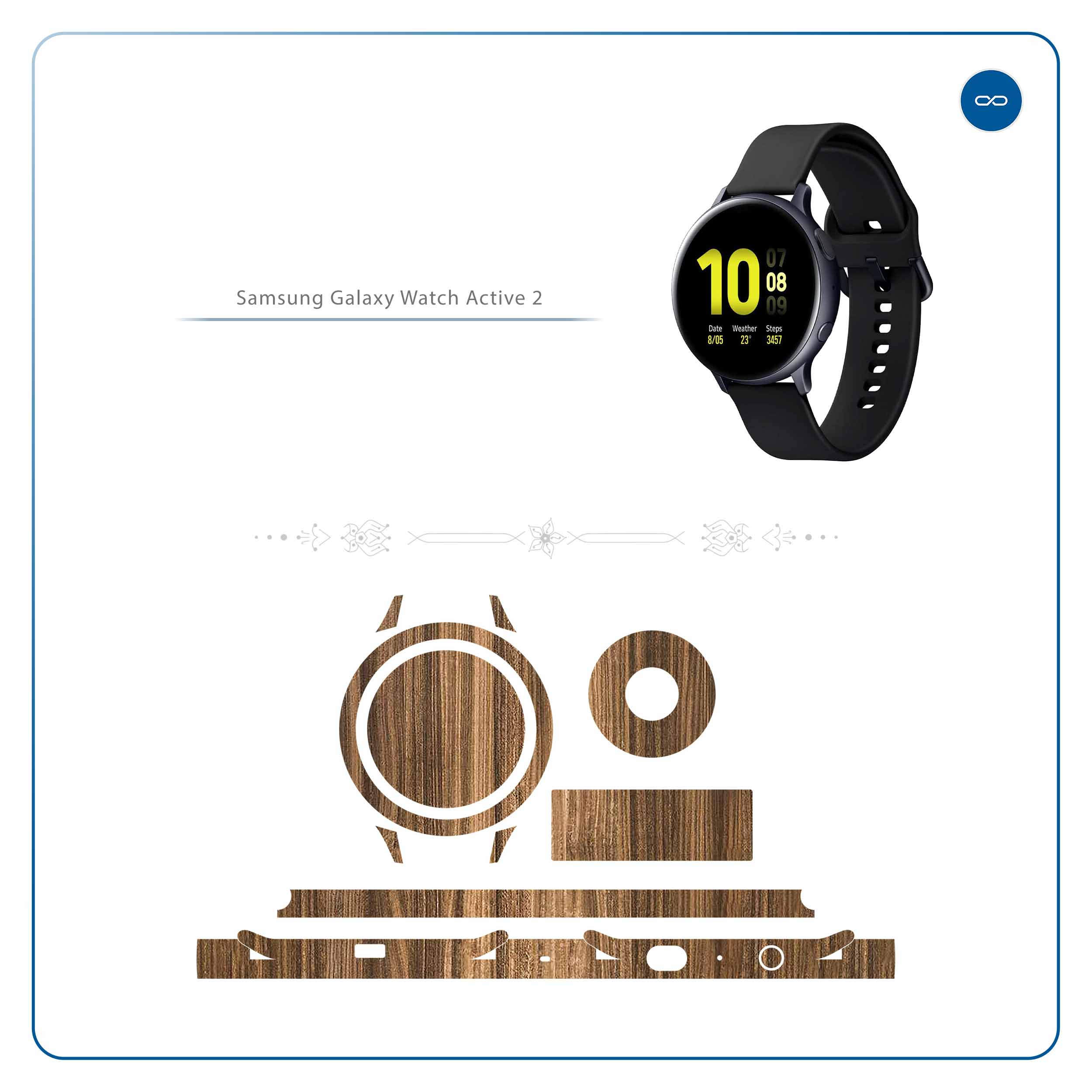 برچسب ماهوت طرح Light-Walnut-Wood مناسب برای ساعت هوشمند سامسونگ Galaxy Watch Active 2 44mm