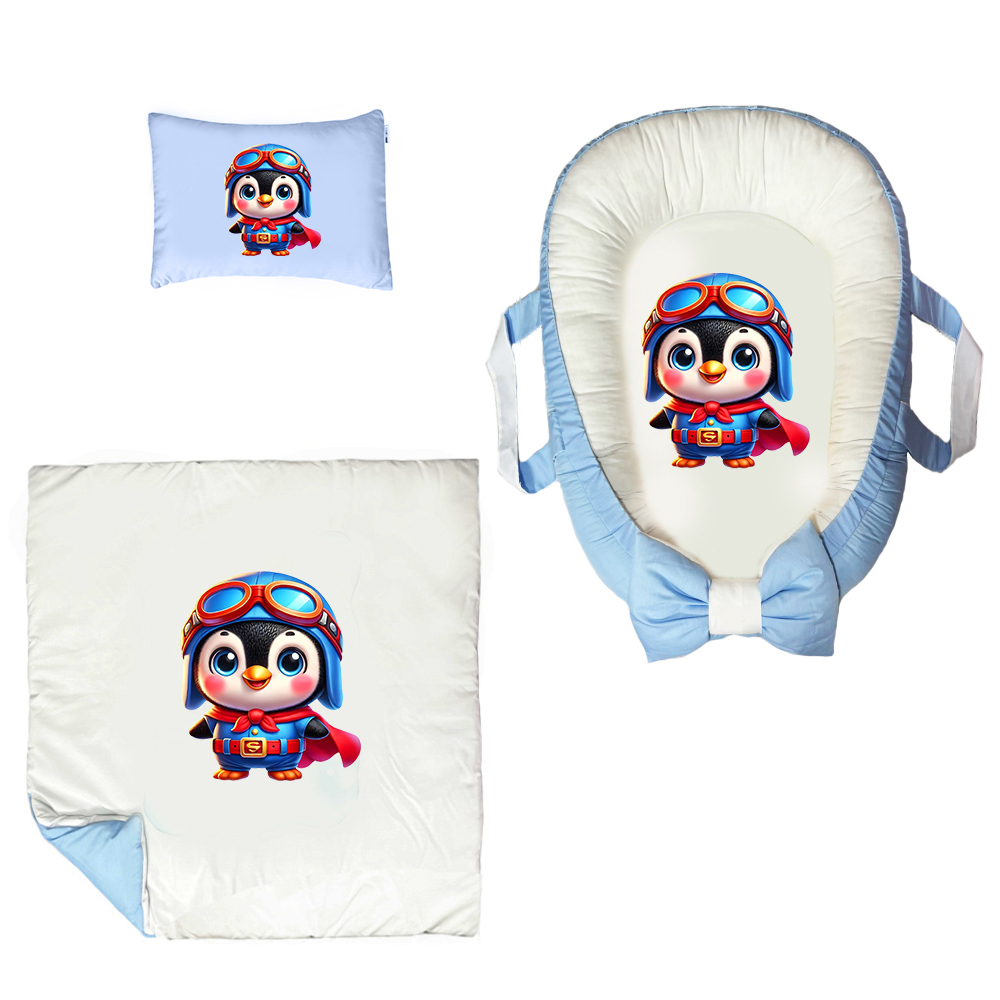 سرویس خواب 3 تکه نوزاد مدل پنگوئن اسپایدرمن کد DKBB51-set